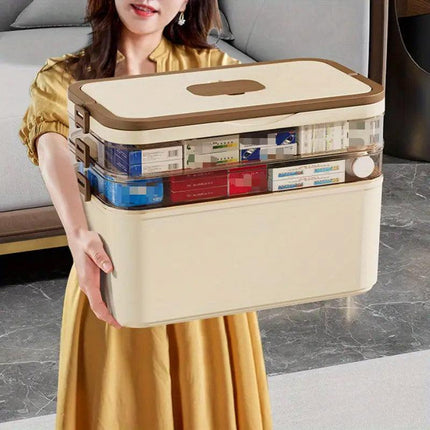 Household Medicine Box 3 Layer Plastic Portable First Aid Storage Organizer Case