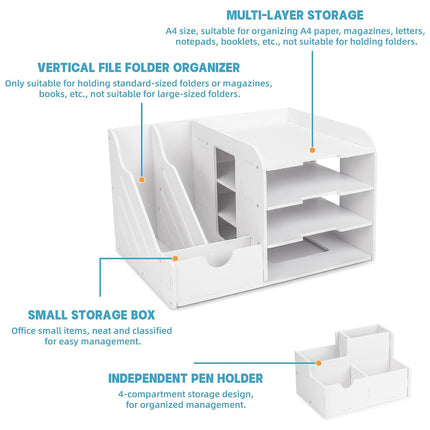 4 Tier Desktop File Organizer for Office Home Desk Stationery Storage Sturdy