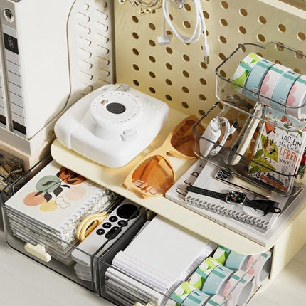 Desktop Storage Box Drawer Organizer Hole Plate Shelf Sub Storage Solution