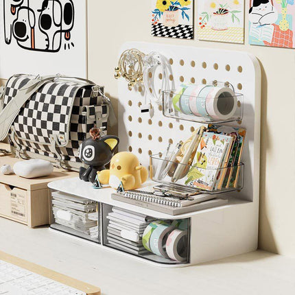 Desktop Storage Box Drawer Organizer Hole Plate Shelf Sub Storage Solution