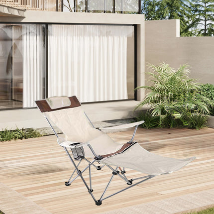 Outdoor Folding Recliner Portable Beach Camping Chair for Sitting and Lying