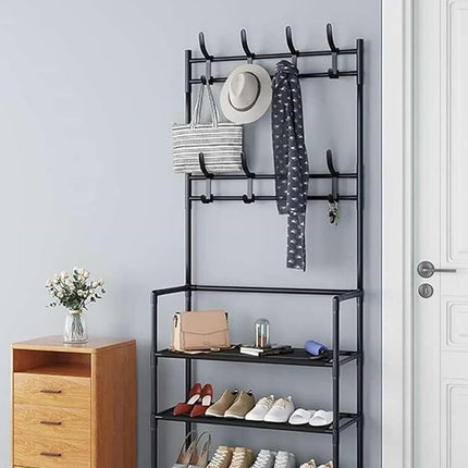 Combined Hat Shoe Coat Rack All in One Entryway Shoe Stand Clothes Hanger