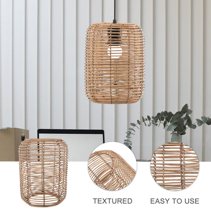 Vintage Pendant Lamp Rattan Like Woven Lampshade Boho Lighting for Living Room