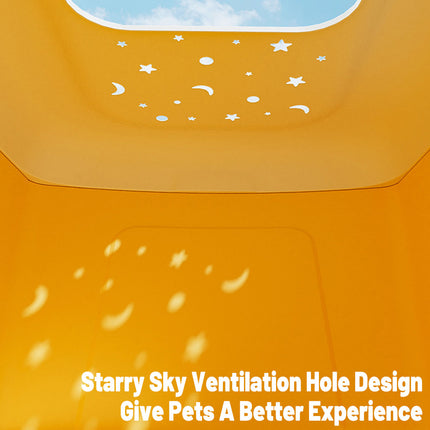 Yellow Cat Litter Box Semi Enclosed Large Extra Height Toilet with High Sides