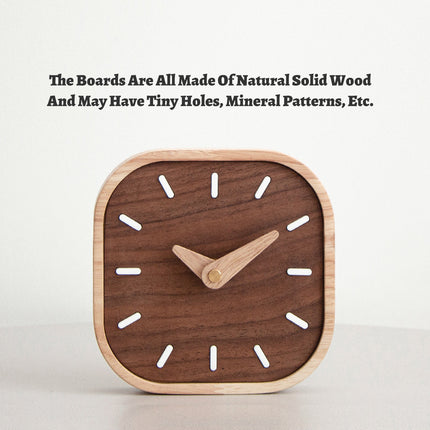Quiet Running Solid Black Walnut Wood Desk Clock Small Table Clock Home Decor