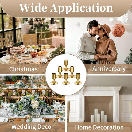 6PCS Gold Candle Holder Decoration Tabletop for Christmas Romantic Dinner Decor
