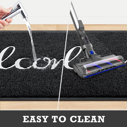 Black Door Mat Welcome Carpet Modern Simple Silk Ring Floor Entrance Rug Indoor