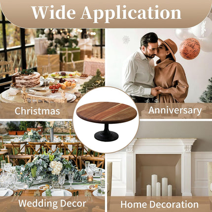Wooden Cake Display Stand 11.8 Inch Round Aesthetic for Dessert Party Wedding