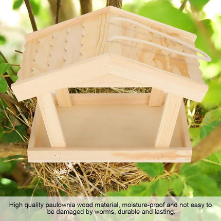 Bird Feeder Wooden For Outside Hanging Birds House Outdoor Wild Garden Decors