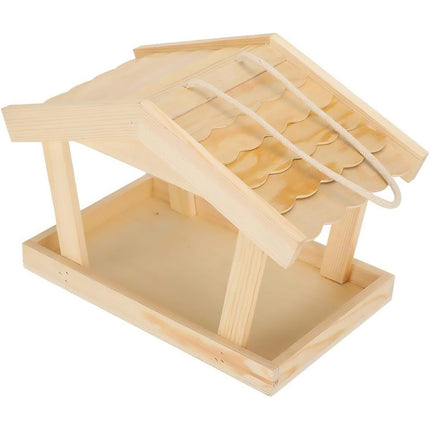 Bird Feeder Wooden For Outside Hanging Birds House Outdoor Wild Garden Decors