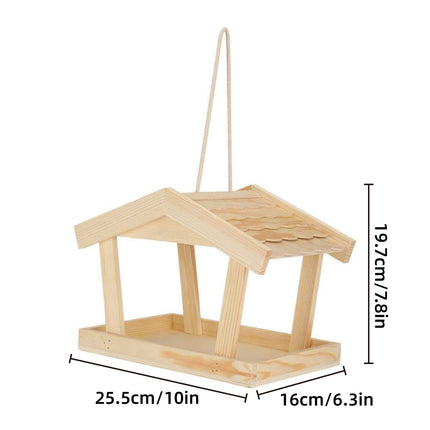 Bird Feeder Wooden For Outside Hanging Birds House Outdoor Wild Garden Decors