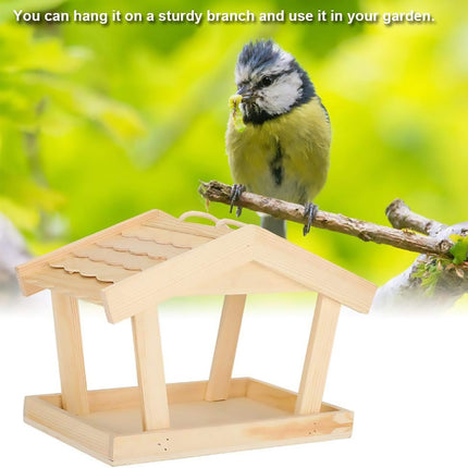 Bird Feeder Wooden For Outside Hanging Birds House Outdoor Wild Garden Decors