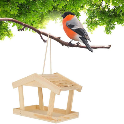 Bird Feeder Wooden For Outside Hanging Birds House Outdoor Wild Garden Decors