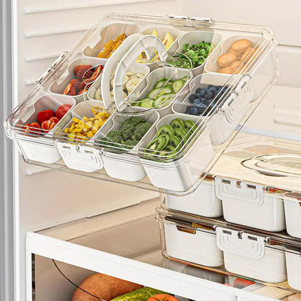 2pcs Salad Box Portable Sealed Bento Box Transparent Fruit Storage 12 Squares