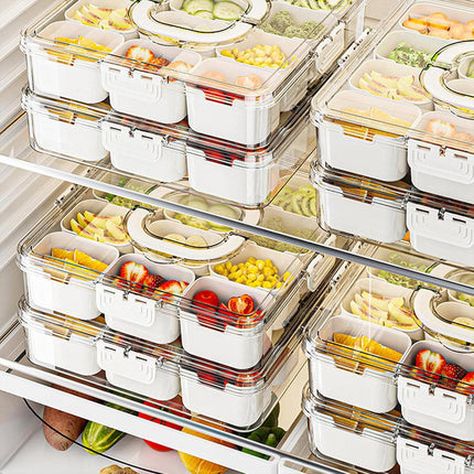 2pcs Salad Box Portable Sealed Bento Box Transparent Fruit Storage 12 Squares