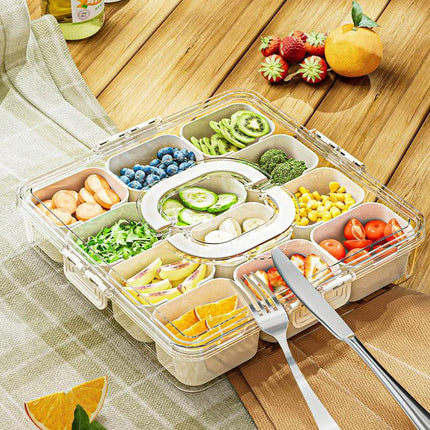 2pcs Salad Box Portable Sealed Bento Box Transparent Fruit Storage 12 Squares