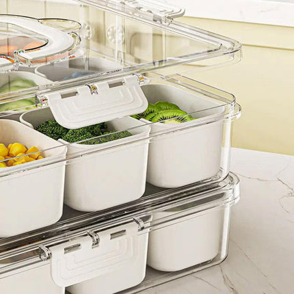 2pcs Salad Box Portable Sealed Bento Box Transparent Fruit Storage 12 Squares
