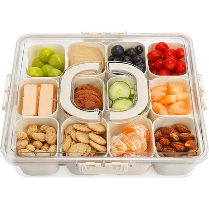 2pcs Salad Box Portable Sealed Bento Box Transparent Fruit Storage 12 Squares