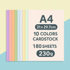 10 Colour A4 Cardstock Paper 230gsm for Art Craft Projects
