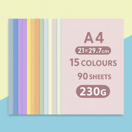 15 Colour A4 Cardstock Paper 230gsm for Art Craft Projects