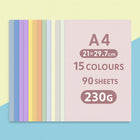 15 Colour A4 Cardstock Paper 230gsm for Art Craft Projects