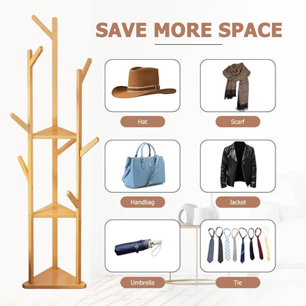 Multi-Functional Floor-Standing Coat Rack With Hooks Space Saving Durable