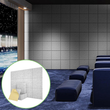12pcs 30x30cm Self-Adhesive Acoustic Foam Sound Proofing Absorbing Panels