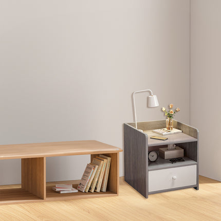 Nightstand Bedroom Side Cabinet Double Lockable Drawer Storage Bedside Cabinet