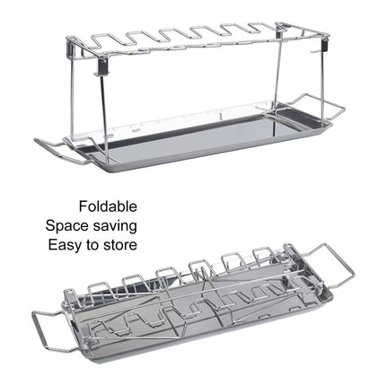 Folding Grilled Chicken Leg Plate Stainless Steel BBQ Grill Rack Outdoor Tool