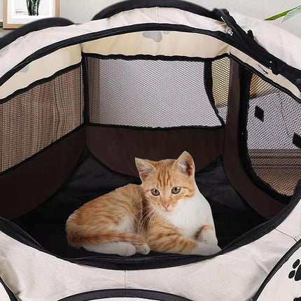 Pet Fence Indoor Cat Dog Tent Octagonal Fence Portable Foldable Cage Kennel