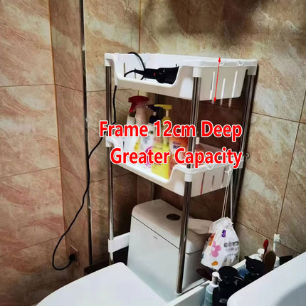 Toilet Storage Rack Over Toilet Shelf Floor Stand Bathroom Organiser Small Space