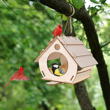 Hanging Bird House Nest Feeder Outdoor Garden Cage Shelter For Small Wild Birds