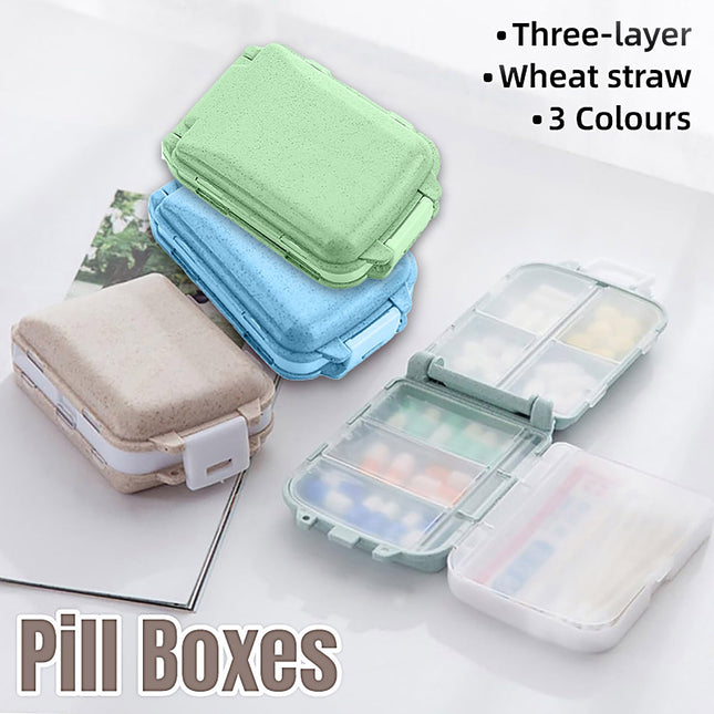 Three Layer Folding Medicine Box Portable 8 Cell Mini Pill Case Sealed Storage