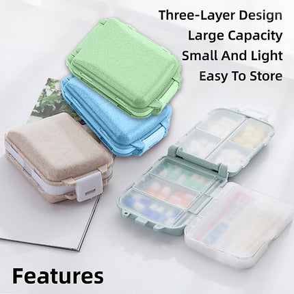 Three Layer Folding Medicine Box Portable 8 Cell Mini Pill Case Sealed Storage