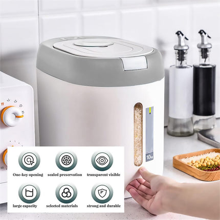 10KG Capacity Rice Storage Container Sealed Moisture Proof Kitchen Grain Bin