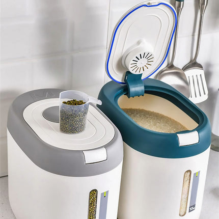 10KG Capacity Rice Storage Container Sealed Moisture Proof Kitchen Grain Bin