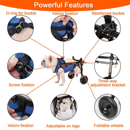 Pet Wheelchair Mobility Cart for Elderly Disabled Dog Walking Assistance Fixed