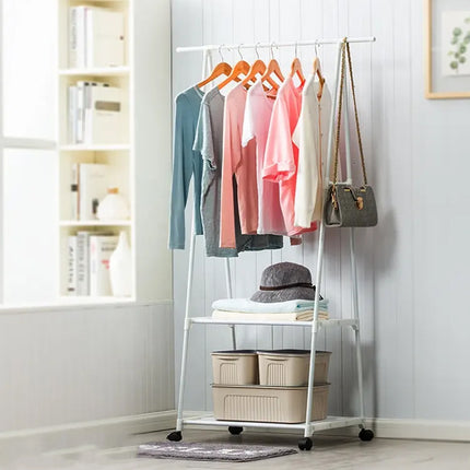 Clothes Drying Rack Floor Standing Coat Hanger V Belt Wheel Style for Bedroom
