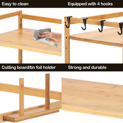 Expandable Microwave Oven Rack Shelf Adjustable Width Height Sturdy Durable