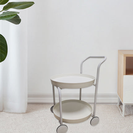 Movable Side Tea Table Armrest Double-Layer Storage For Family Sofa Cart Shelf