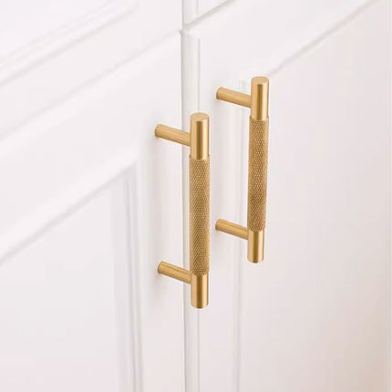 Light Luxury Cabinet Handle Full Copper Gold Straight Knurled Drawer Door Pull