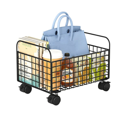 Under-Table Movable Storage Rack with Wheels for Office Home Kitchen Durable