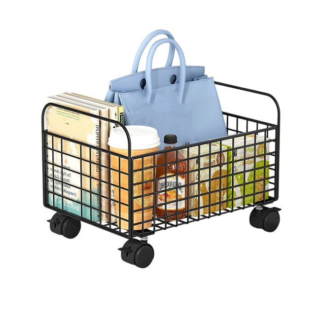 Under-Table Movable Storage Rack with Wheels for Office Home Kitchen Durable