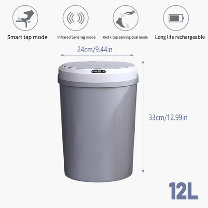 Smart Sensor Trash Can 12L Automatic Grey Waste Bin Electric Touchless Kitchen