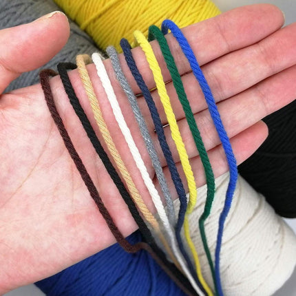 3mm Colored Cotton Rope DIY Hand Woven Macrame Cord Tapestry Binding Craft Rope