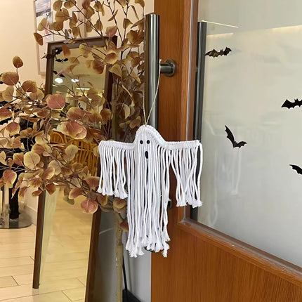 Halloween Ghost Hanging Decoration Handwoven Cotton for Home Party Yard Porch