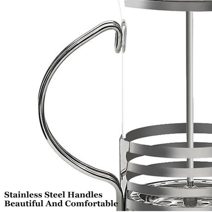 French Press Coffee Maker 350ml Heat Resistant Glass Stainless Steel Pattern