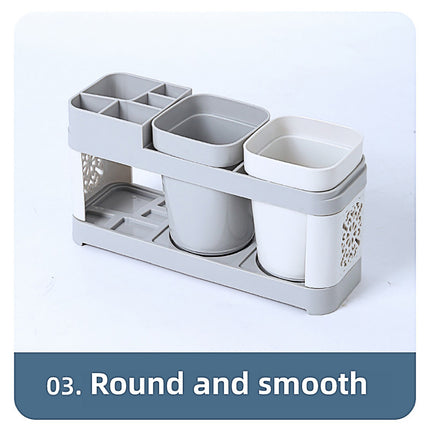 Shelf Cup Set Toothbrush Holder Plastic Stand Storage Racks Toothpaste Bathroom