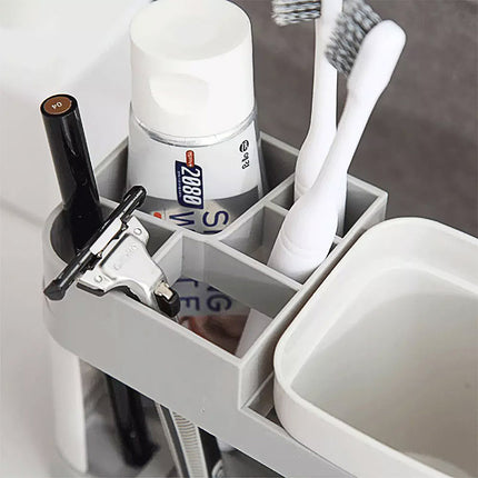 Shelf Cup Set Toothbrush Holder Plastic Stand Storage Racks Toothpaste Bathroom