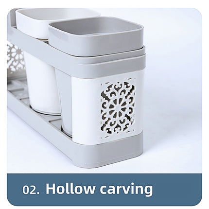 Shelf Cup Set Toothbrush Holder Plastic Stand Storage Racks Toothpaste Bathroom